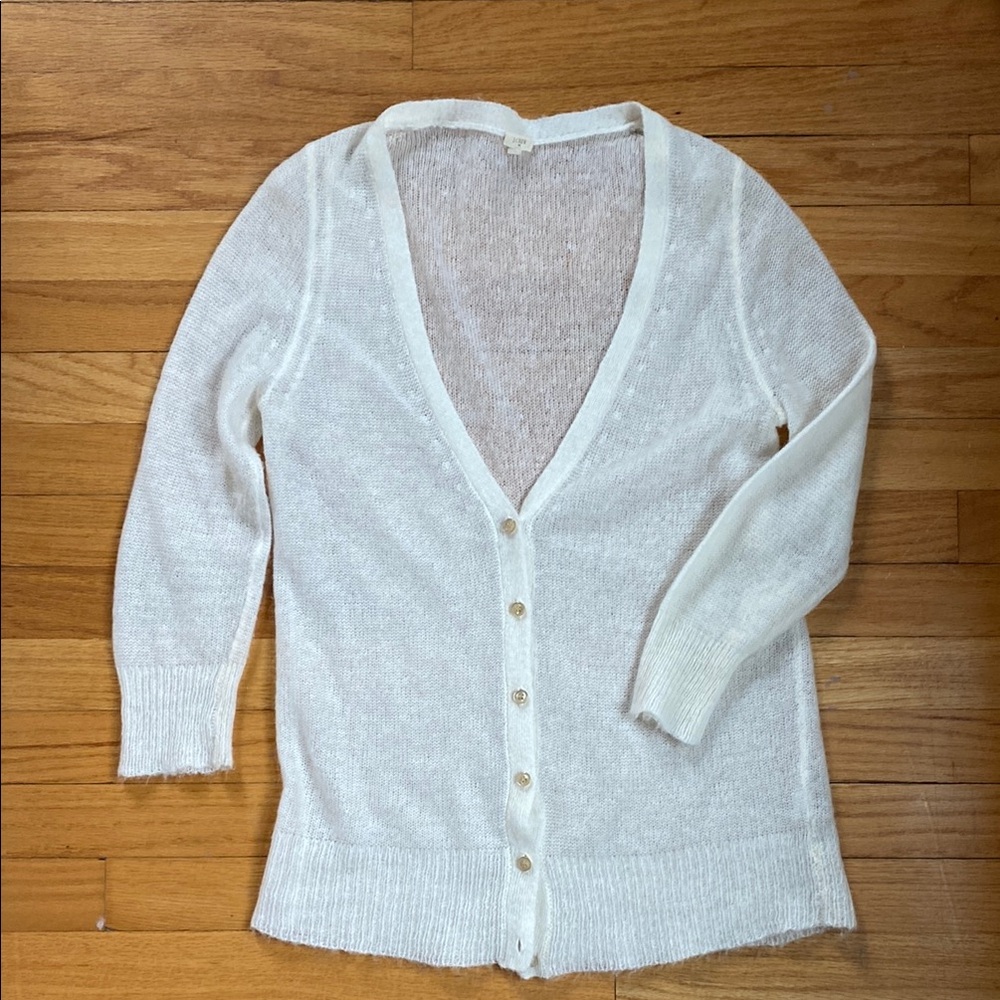 J. Crew White Women's 3/4 Sleeve Cardigan